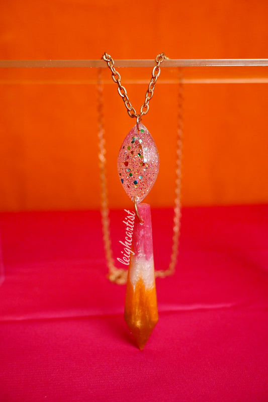 Lesbian Flag Crystal Resin Necklace