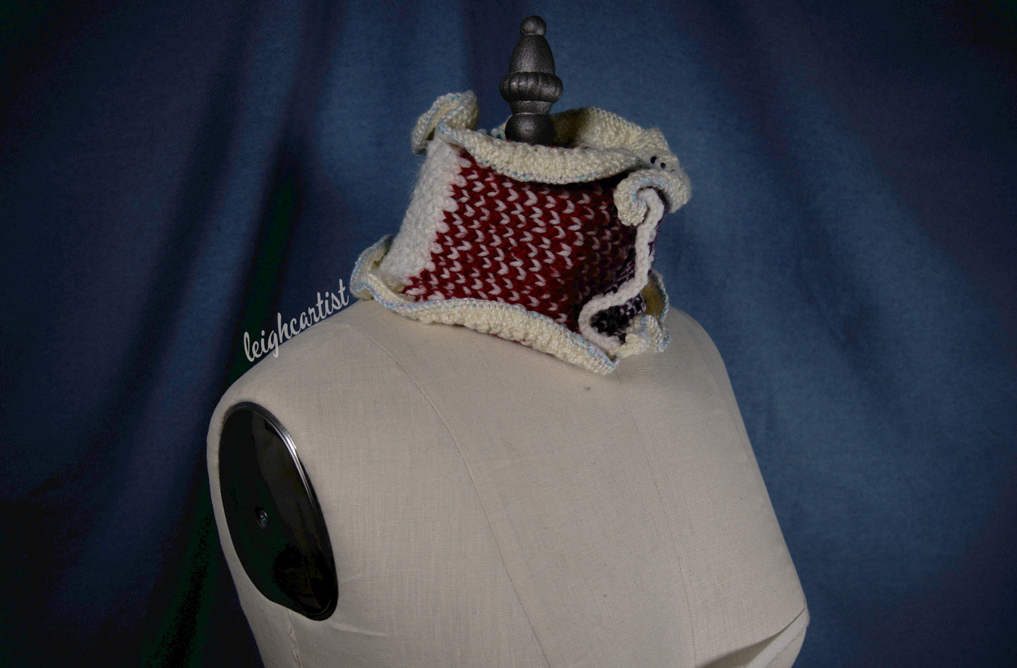 Colorblock Knit Ruffle Scarf