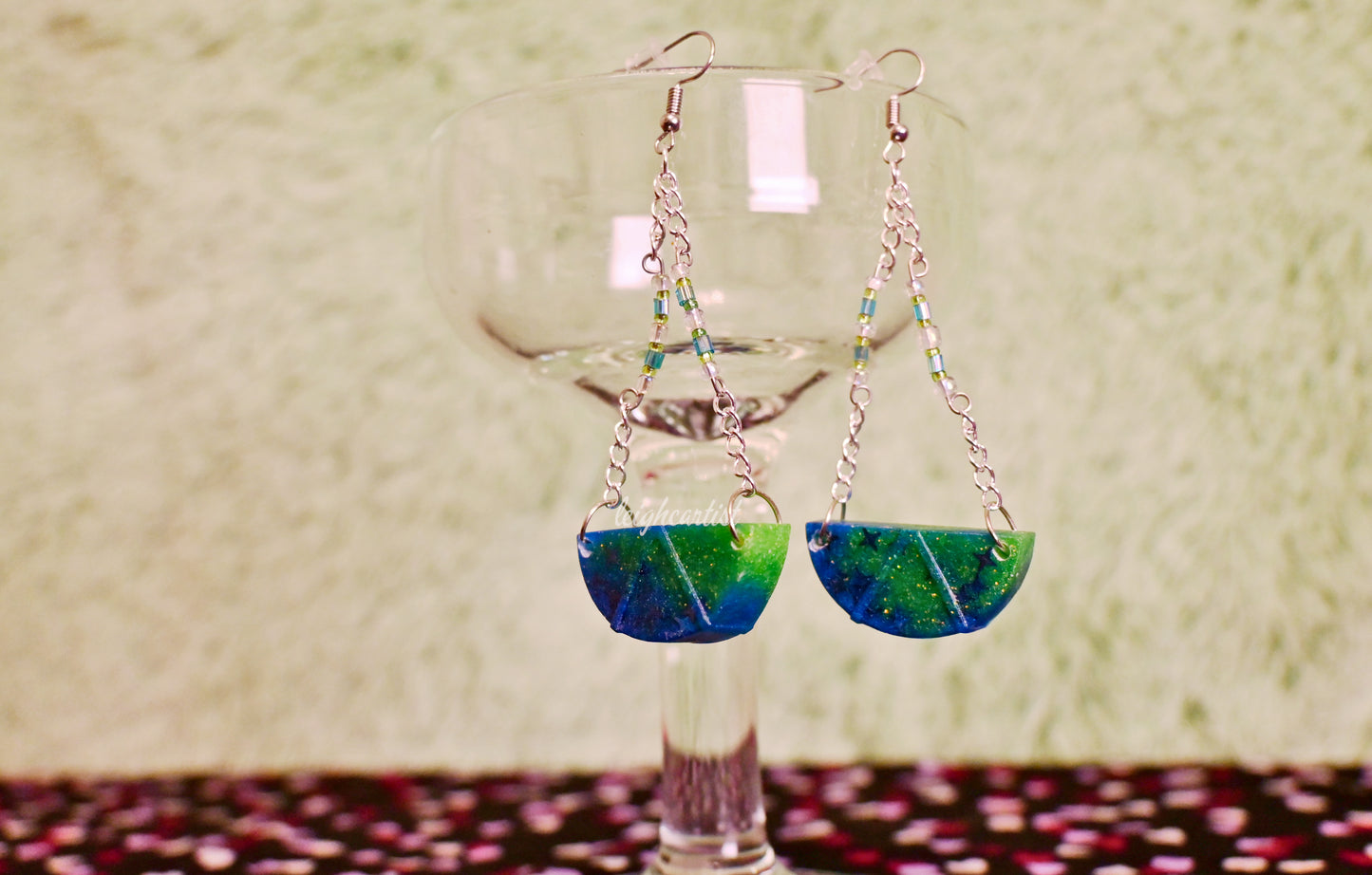 Cool-Colored Citrus Slices Resin Dangle Earrings