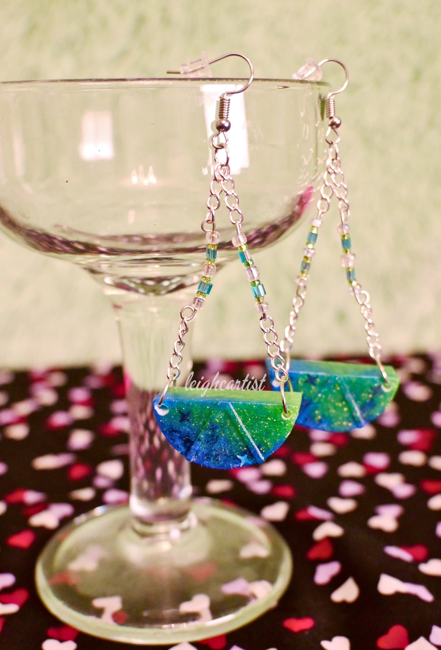 Cool-Colored Citrus Slices Resin Dangle Earrings