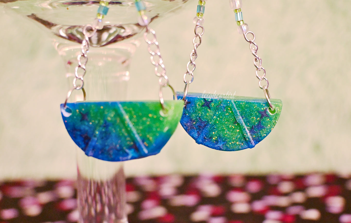 Cool-Colored Citrus Slices Resin Dangle Earrings