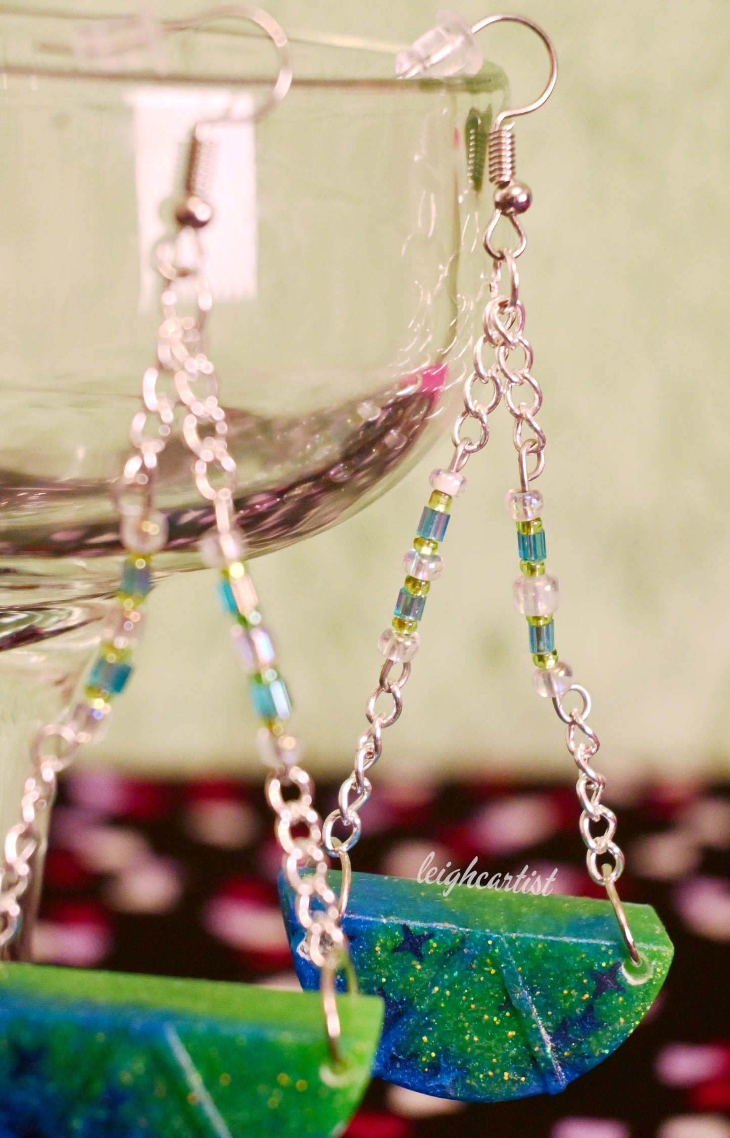 Cool-Colored Citrus Slices Resin Dangle Earrings