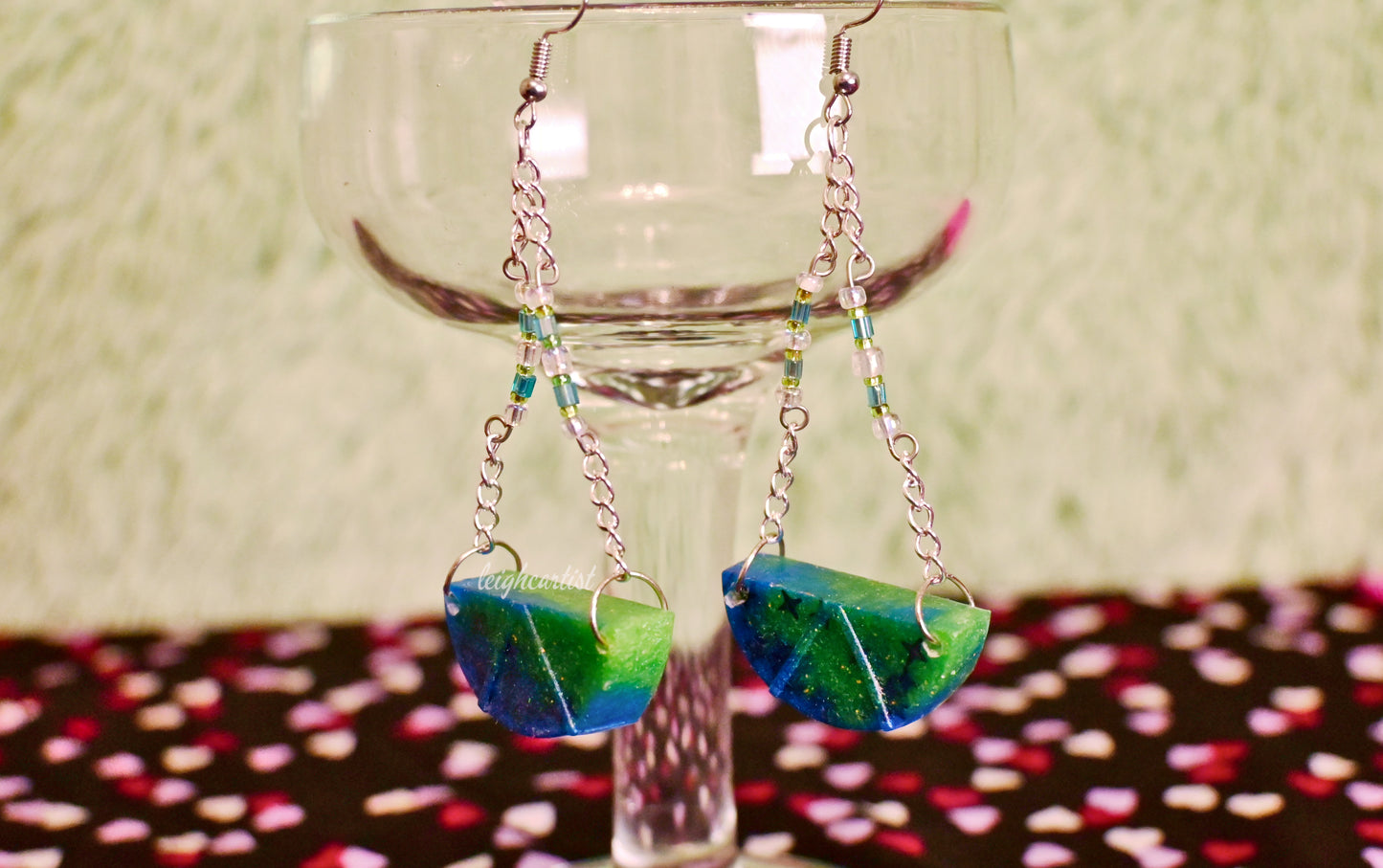 Cool-Colored Citrus Slices Resin Dangle Earrings
